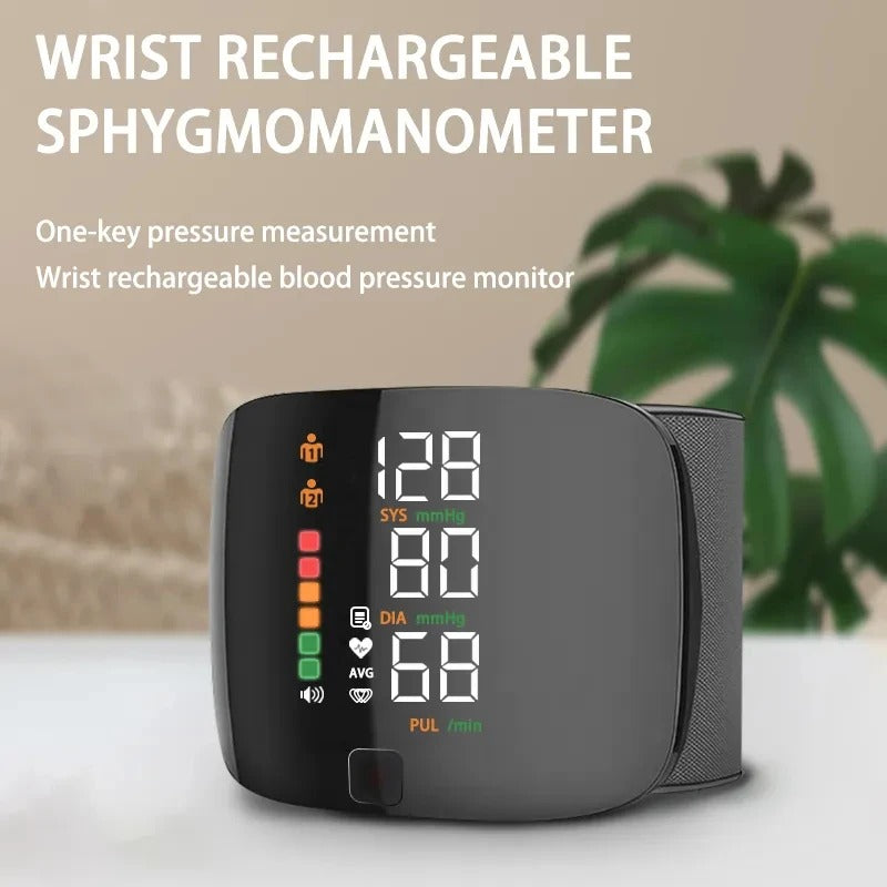 Oak & Coral | Smart Wrist Blood Pressure Monitor – Electronic Portable Sphygmomanometer with Voice Alerts