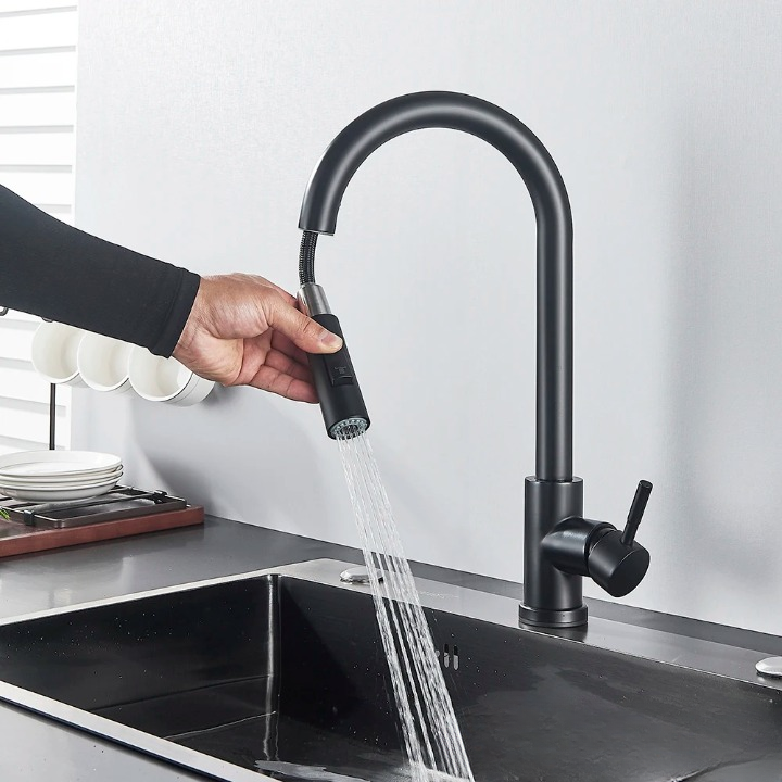 Oak & Coral | SmartTouch | Kitchen Faucet with Touch Sensor and Pull-Out Spray Head – Brushed Nickel