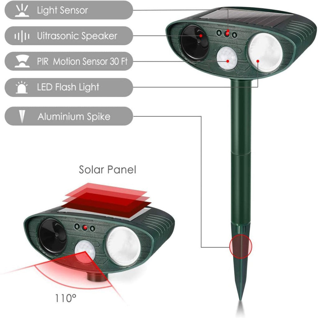 Oak & Coral | Solar Ultrasonic Pest Repeller with LED Flash