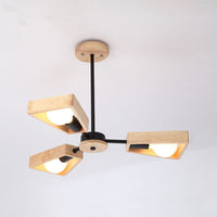 Oak & Coral | Sputnik Chandelier Made of Wood | Modern Geometric Design