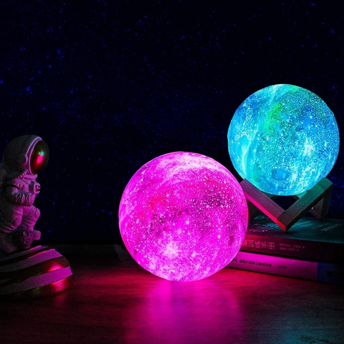 Oak & Coral | Star Pattern Night Light | Touch Control, Rechargeable