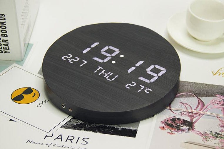 Oak & Coral | Svenna Digital Wall Clock | Scandinavian Minimalist Design