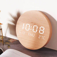 Oak & Coral | Svenna Digital Wall Clock | Scandinavian Minimalist Design