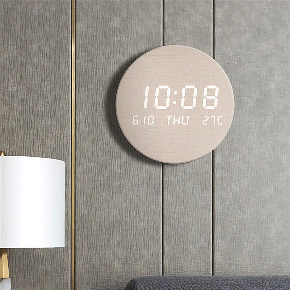 Oak & Coral | Svenna Digital Wall Clock | Scandinavian Minimalist Design
