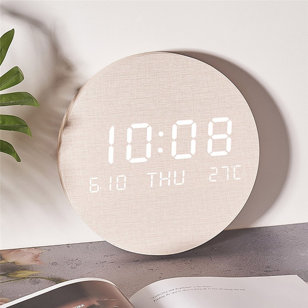 Oak & Coral | Svenna Digital Wall Clock | Scandinavian Minimalist Design