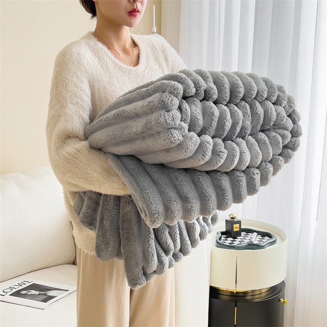 Oak & Coral | Textured Plush Blanket
