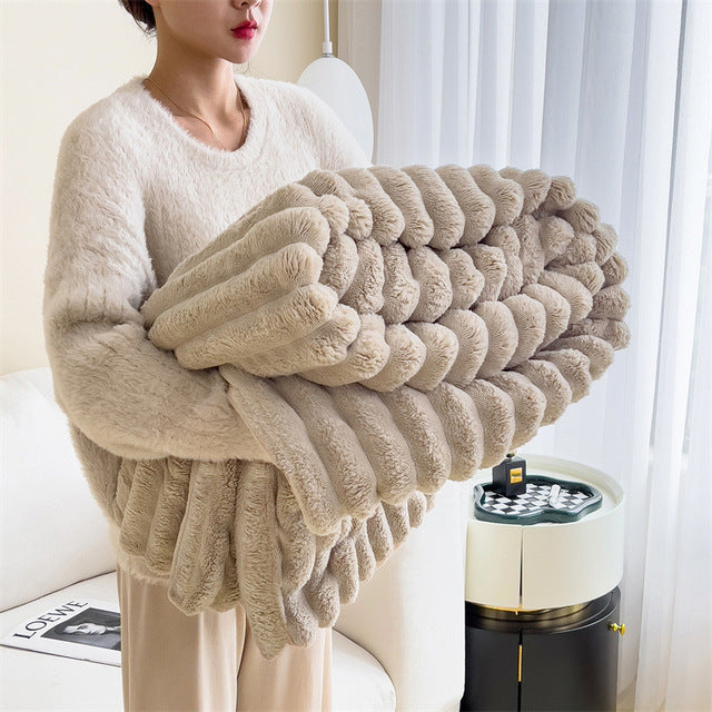 Oak & Coral | Textured Plush Blanket