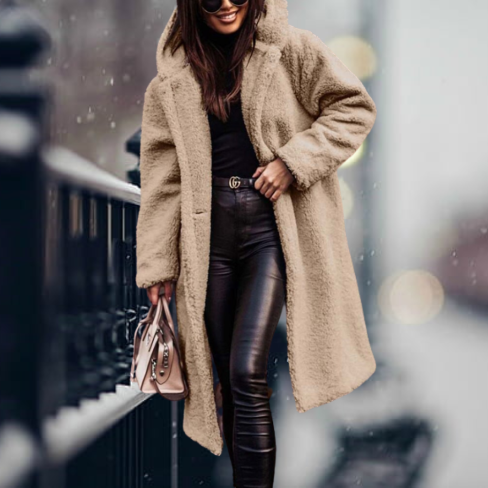 Oak & Coral - The Coziest Elegance Faux Fur Hooded Jacket