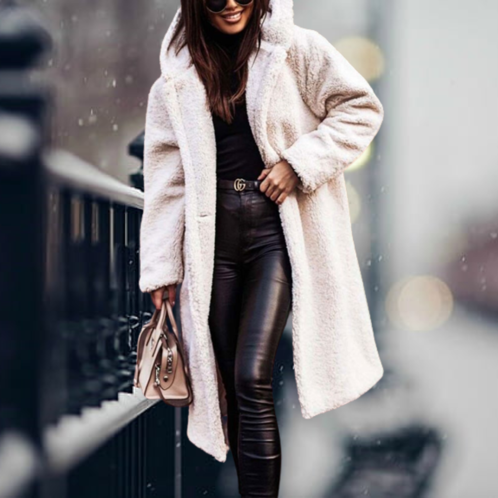 Oak & Coral - The Coziest Elegance Faux Fur Hooded Jacket