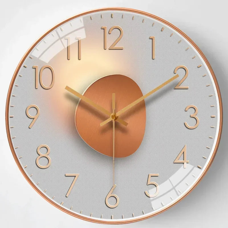 Oak & Coral | Timeless Whisper™ | Silent Classic Wall Clock | Noise-Free Design for Bedroom & Office Decor