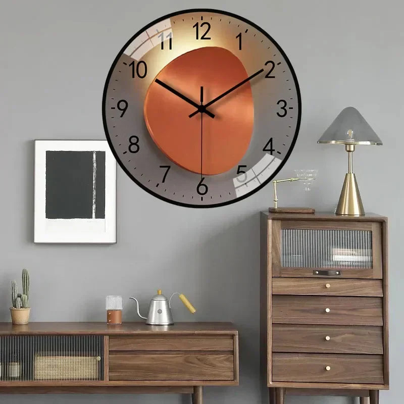 Oak & Coral | Timeless Whisper™ | Silent Classic Wall Clock | Noise-Free Design for Bedroom & Office Decor