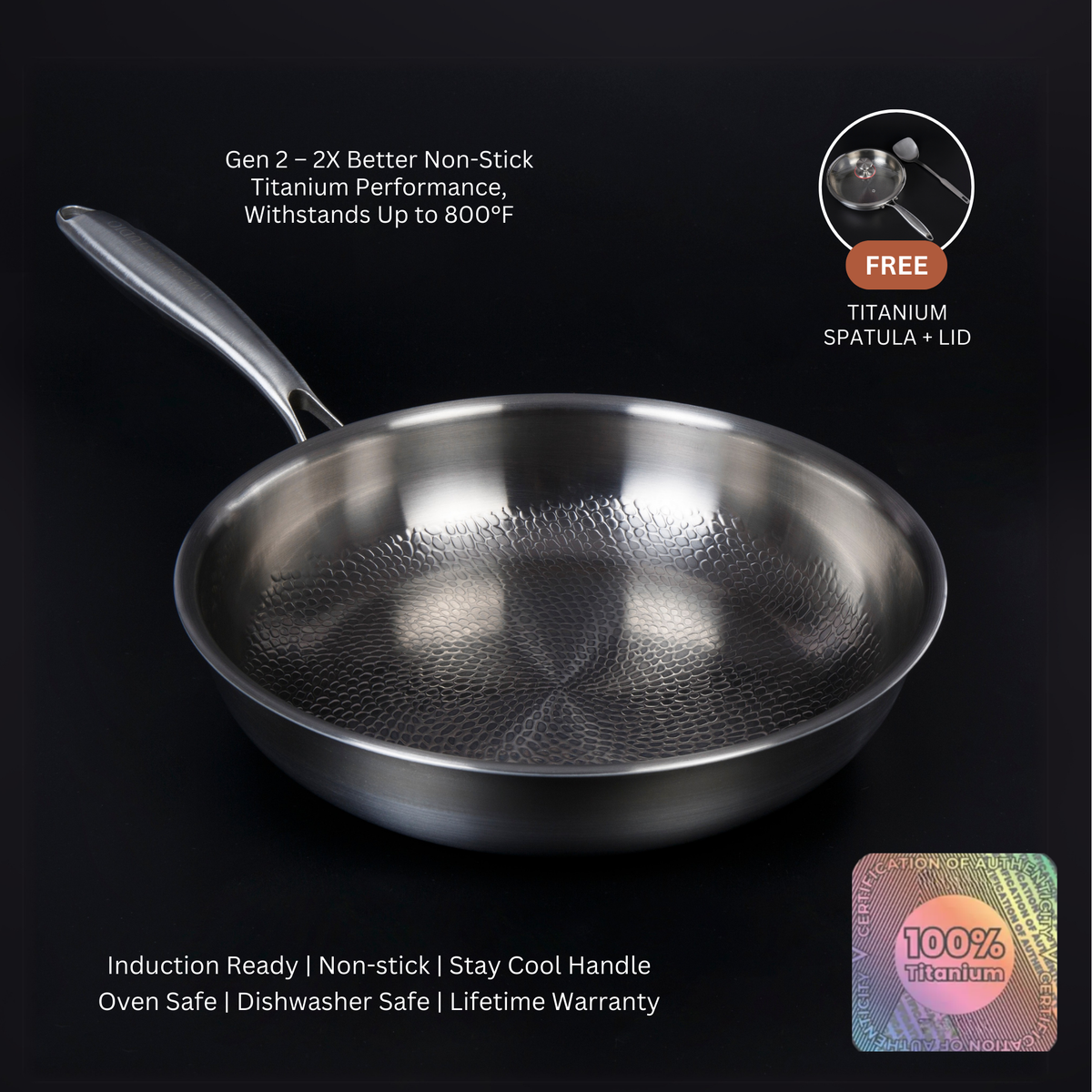 Oak & Coral | Titanium Frying Pan | Non-Toxic, Naturally Non-Stick & Ideal for Healthy Cooking