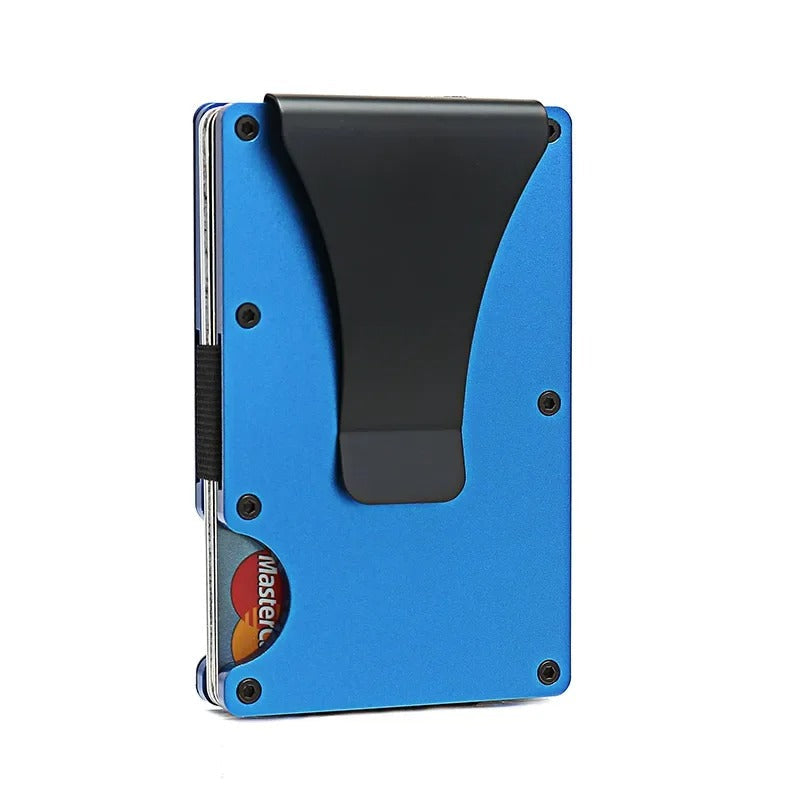 Oak & Coral | Titanium Matte Cobalt Cardholder – Slim & Stylish RFID Wallet for Men & Women