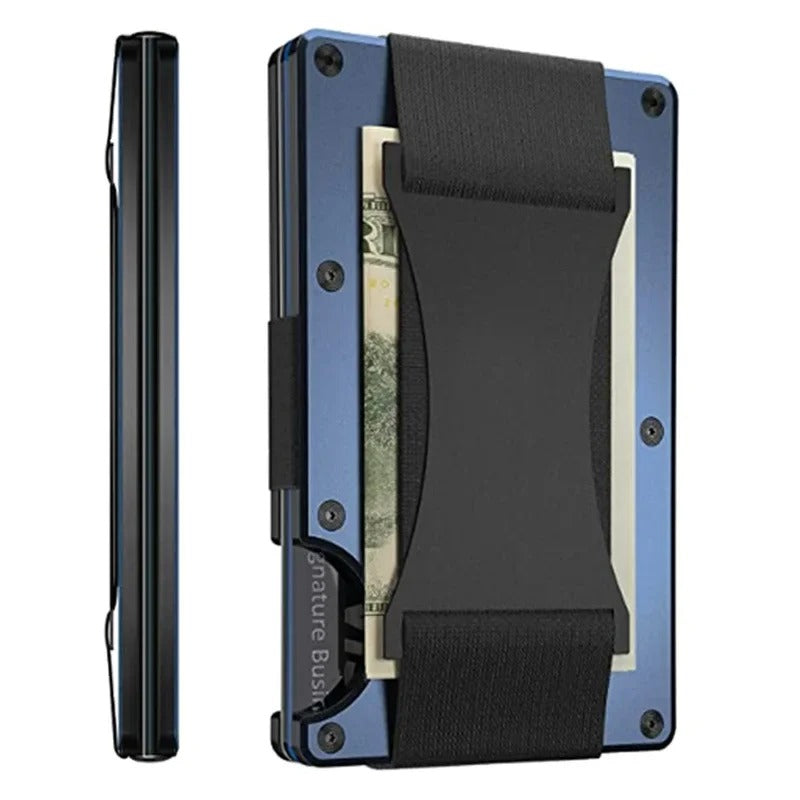 Oak & Coral | Titanium Matte Cobalt Cardholder – Slim & Stylish RFID Wallet for Men & Women