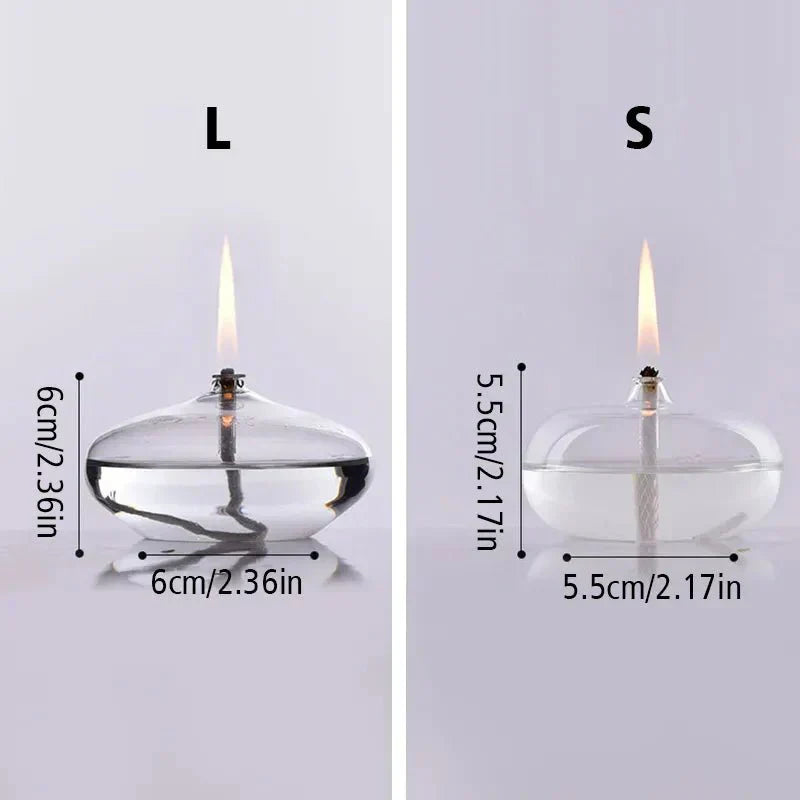 Oak & Coral | Transparent Glass Oil Lamp as Candle Holder