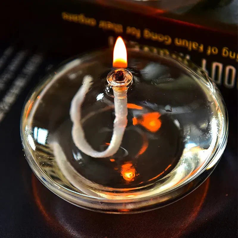 Oak & Coral | Transparent Glass Oil Lamp as Candle Holder