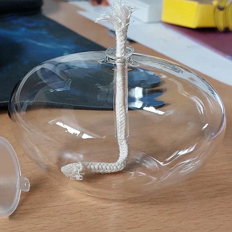Oak & Coral | Transparent Glass Oil Lamp as Candle Holder