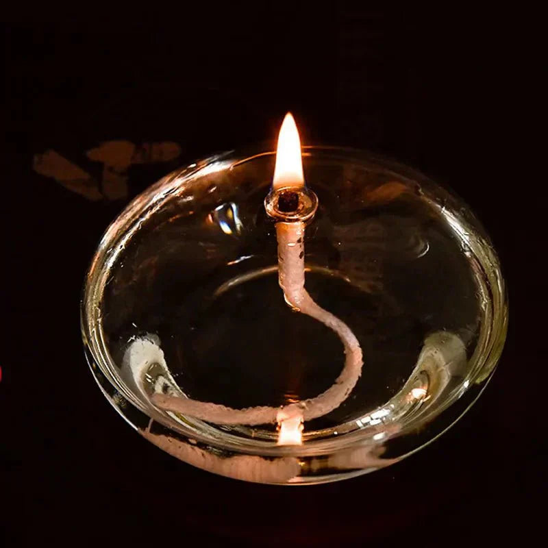 Oak & Coral | Transparent Glass Oil Lamp as Candle Holder