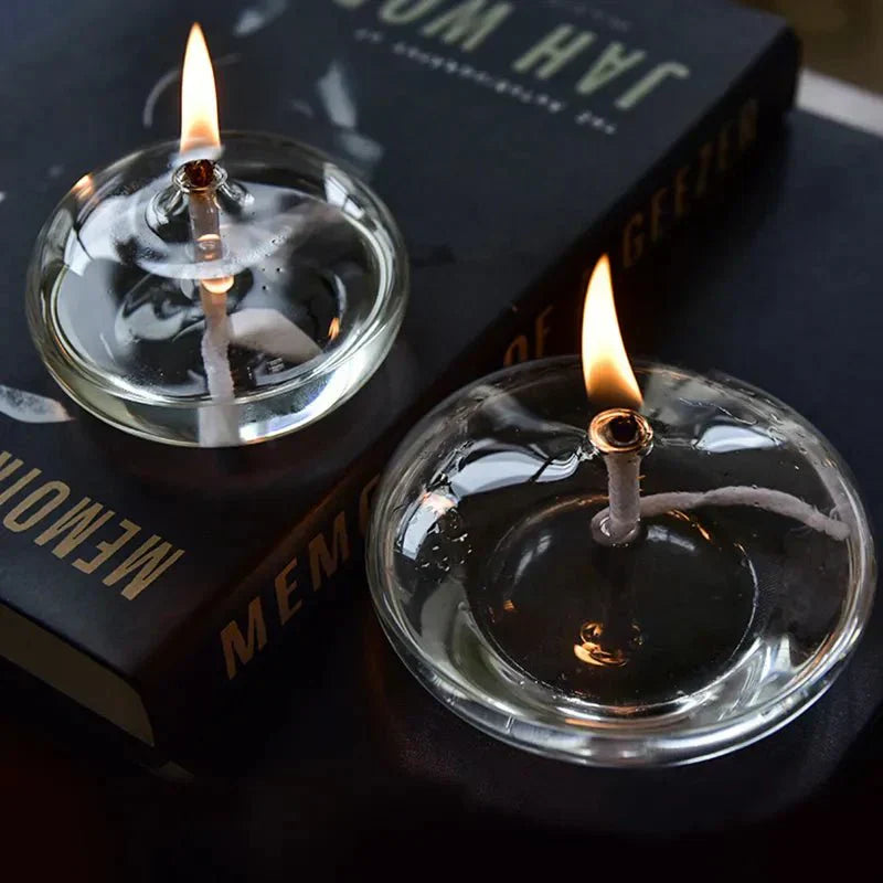 Oak & Coral | Transparent Glass Oil Lamp as Candle Holder