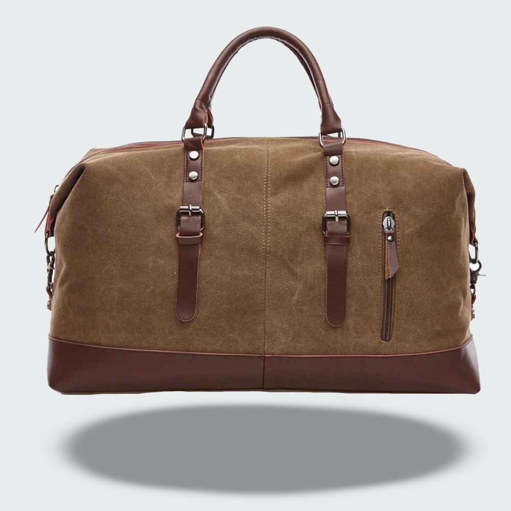 Oak & Coral | Travel Duffle Bag in Waxed Canvas – Durable and Waterproof with Leather Details