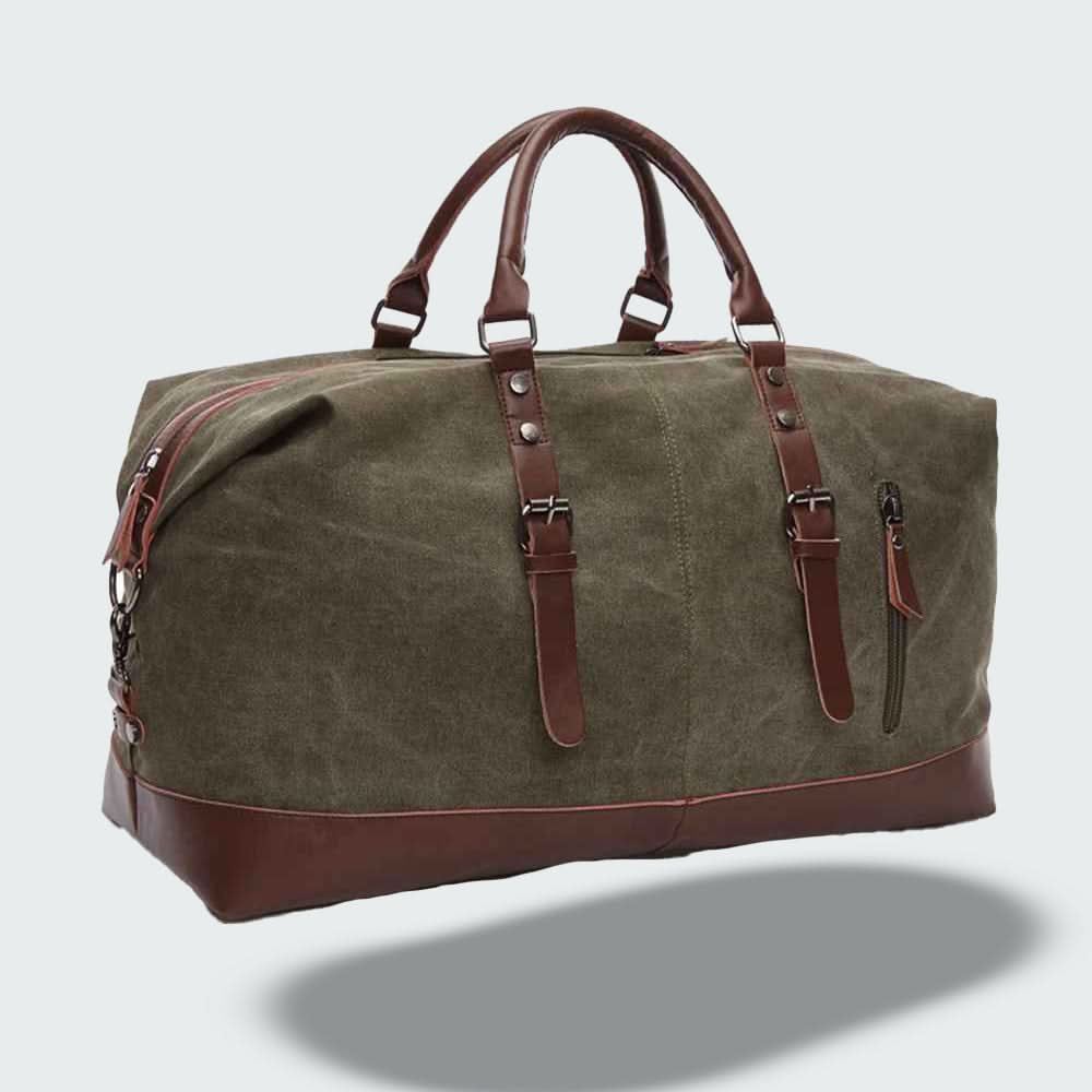 Oak & Coral | Travel Duffle Bag in Waxed Canvas – Durable and Waterproof with Leather Details
