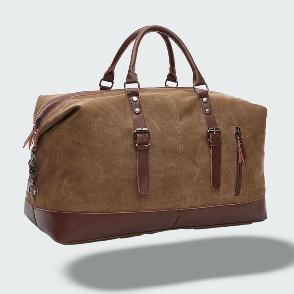 Oak & Coral | Travel Duffle Bag in Waxed Canvas – Durable and Waterproof with Leather Details
