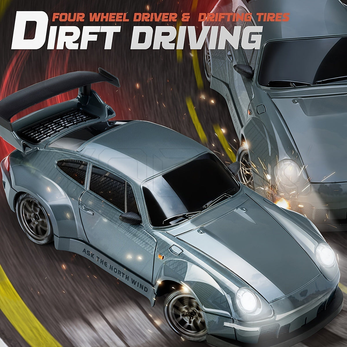 Oak & Coral | Ultimate 1:24 RC Drift Car with LED Wheels – Rechargeable 4WD Racing Toy