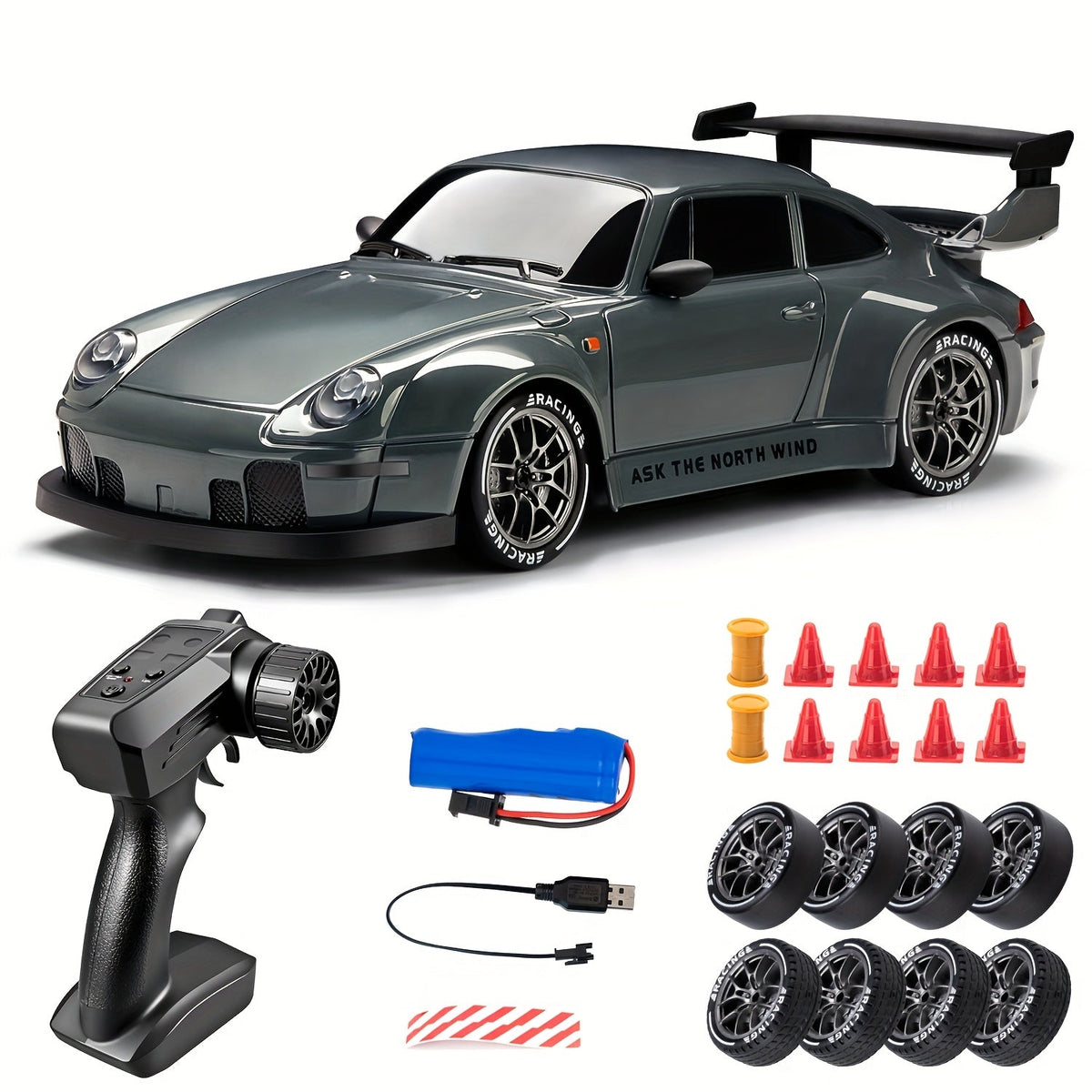 Oak & Coral | Ultimate 1:24 RC Drift Car with LED Wheels – Rechargeable 4WD Racing Toy