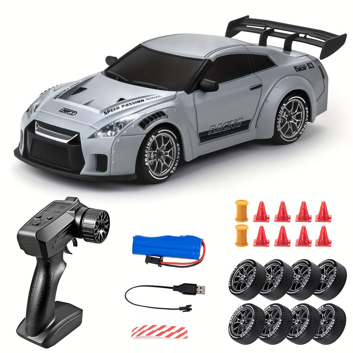 Oak & Coral | Ultimate 1:24 RC Drift Car with LED Wheels – Rechargeable 4WD Racing Toy