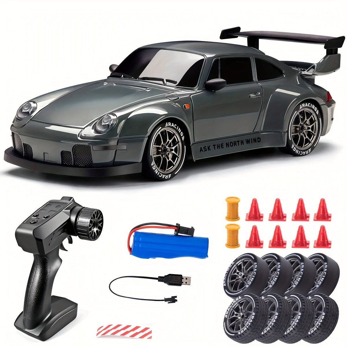 Oak & Coral | Ultimate 1:24 RC Drift Car with LED Wheels – Rechargeable 4WD Racing Toy