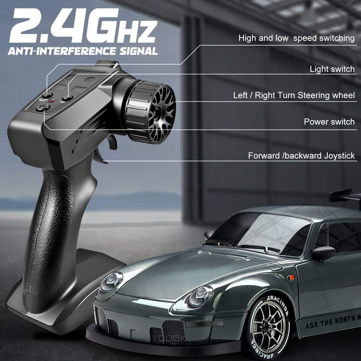 Oak & Coral | Ultimate 1:24 RC Drift Car with LED Wheels – Rechargeable 4WD Racing Toy