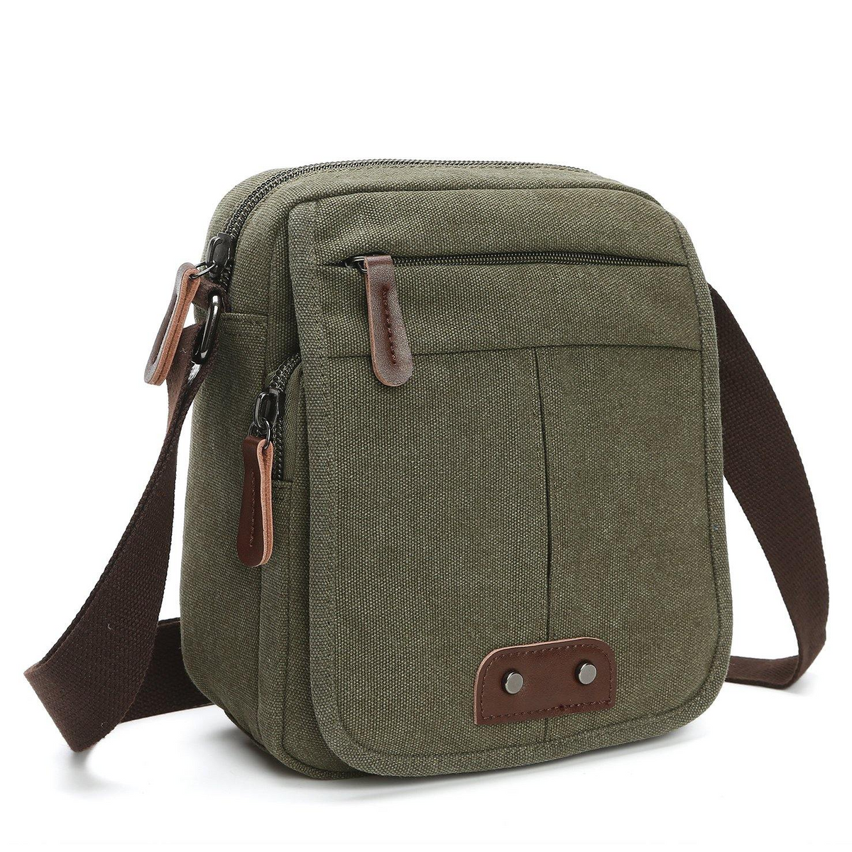 Oak & Coral | Unisex Canvas Crossbody Bag with Multiple Pockets