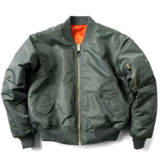 Oak & Coral | Unisex Classic Bomber Jacket with Rib-Knit Trim