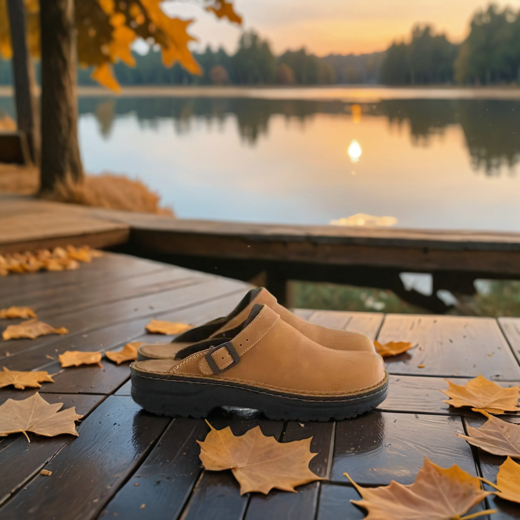 Oak & Coral | Unisex Slip-On Clogs with Buckle Strap