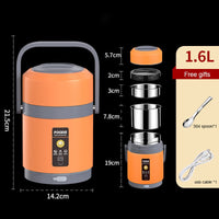Oak & Coral | USB Heated Lunch Box | 304 Stainless Steel, Portable Food Warmer