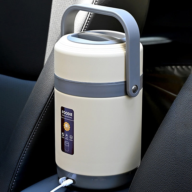 Oak & Coral | USB Heated Lunch Box | 304 Stainless Steel, Portable Food Warmer