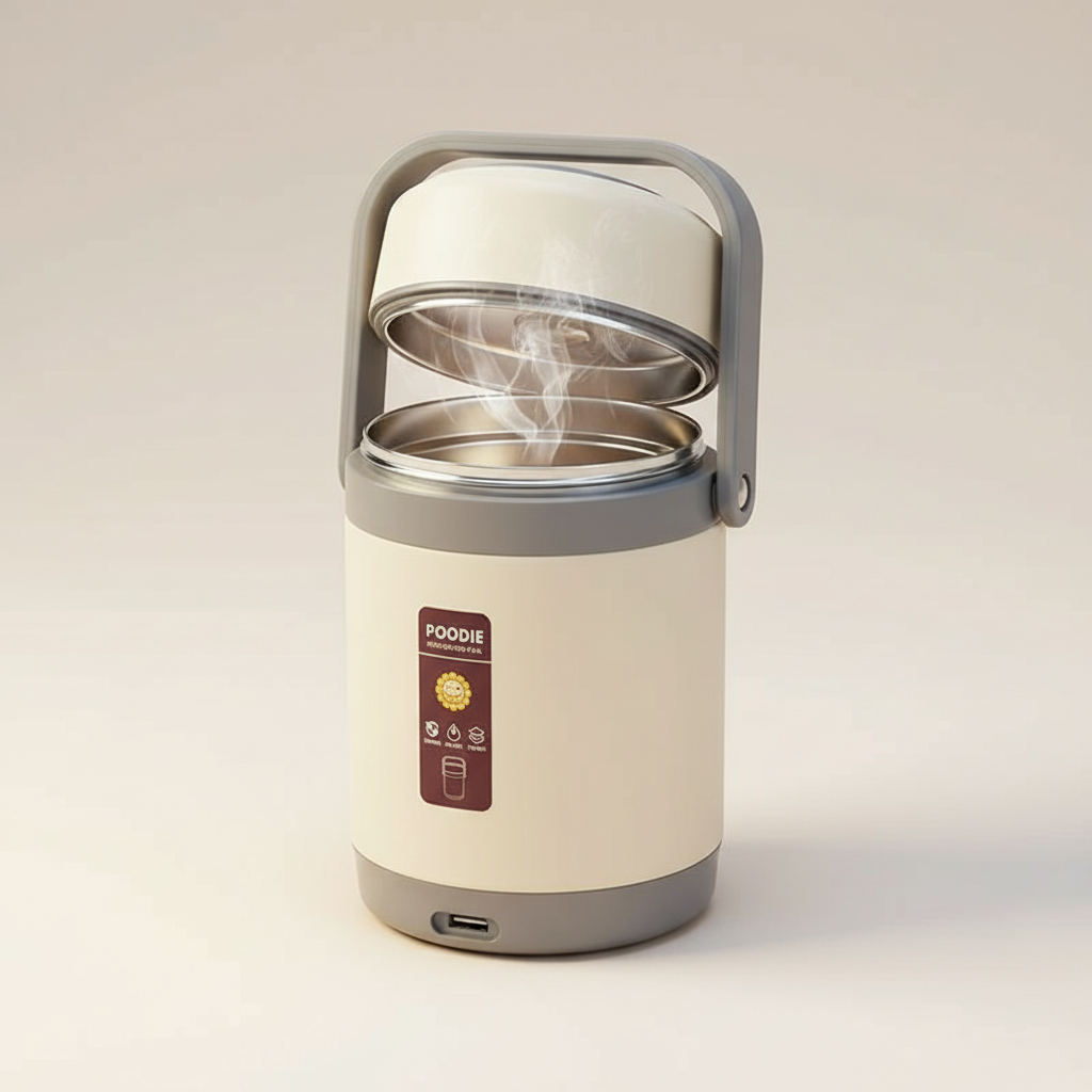 Oak & Coral | USB Heated Lunch Box | 304 Stainless Steel, Portable Food Warmer