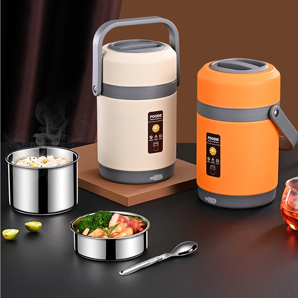 Oak & Coral | USB Heated Lunch Box | 304 Stainless Steel, Portable Food Warmer