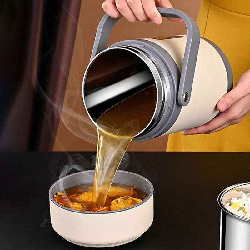 Oak & Coral | USB Heated Lunch Box | 304 Stainless Steel, Portable Food Warmer