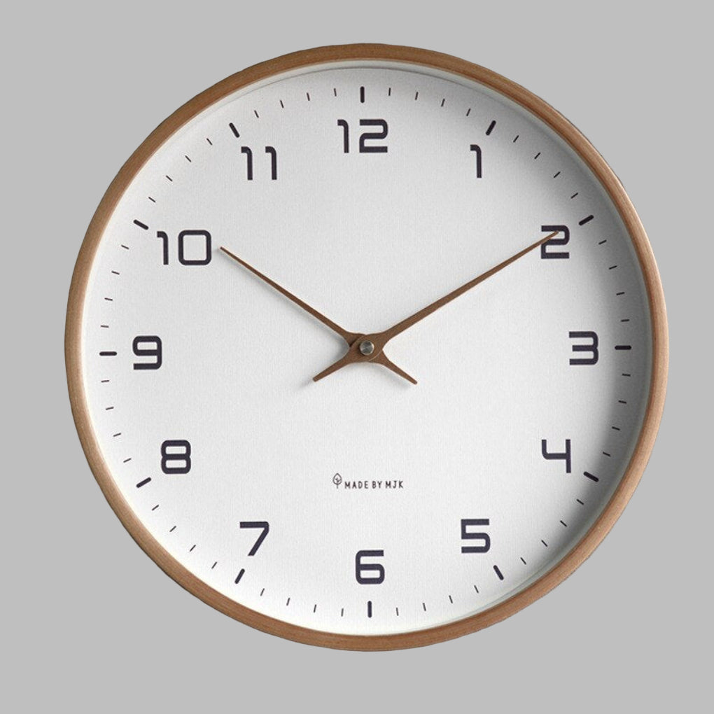 Oak & Coral | Wall Clock Minimalist Non-Ticking Quartz