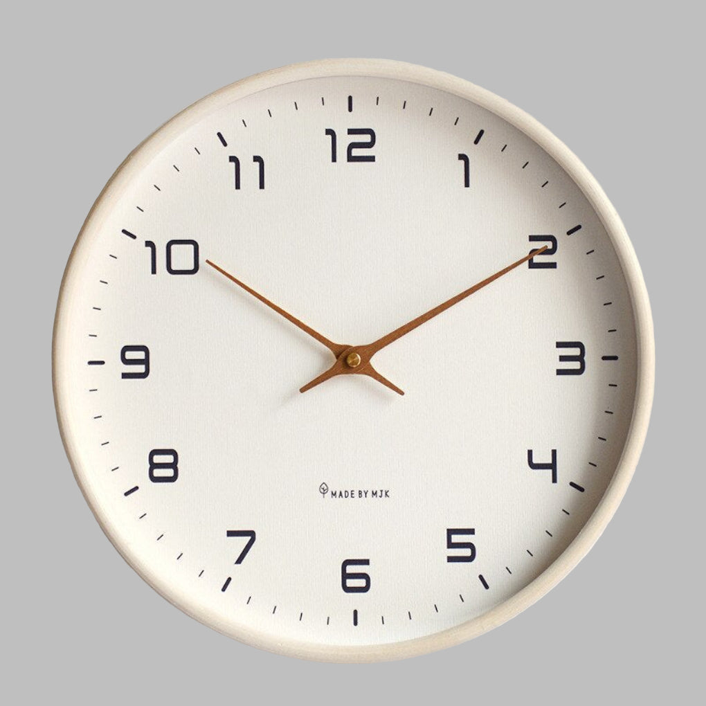 Oak & Coral | Wall Clock Minimalist Non-Ticking Quartz