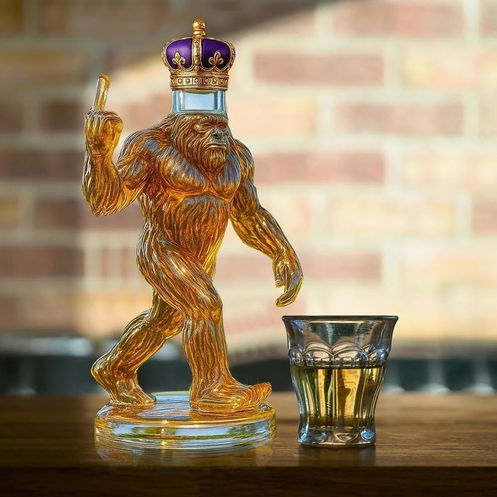 Oak & Coral | Whiskey Decanter Funny Bigfoot Glass Bottle