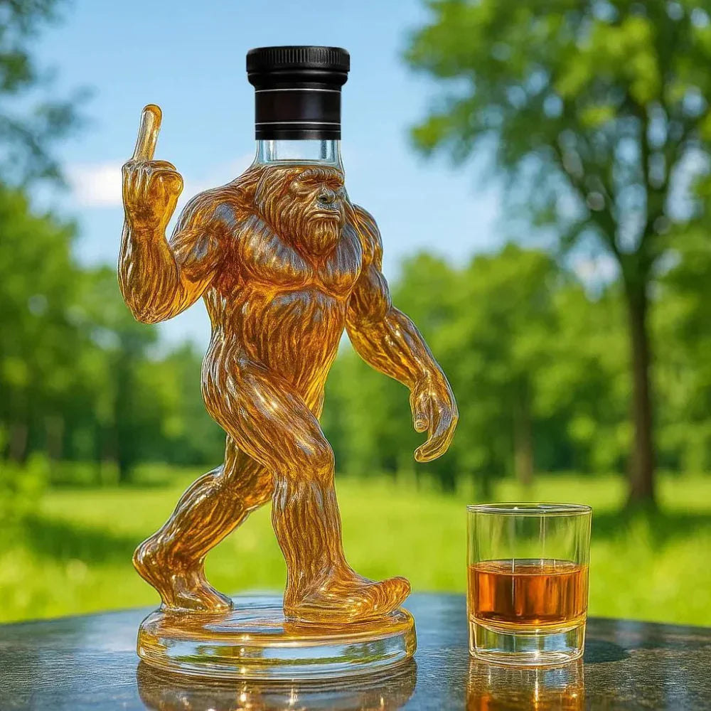 Oak & Coral | Whiskey Decanter Funny Bigfoot Glass Bottle