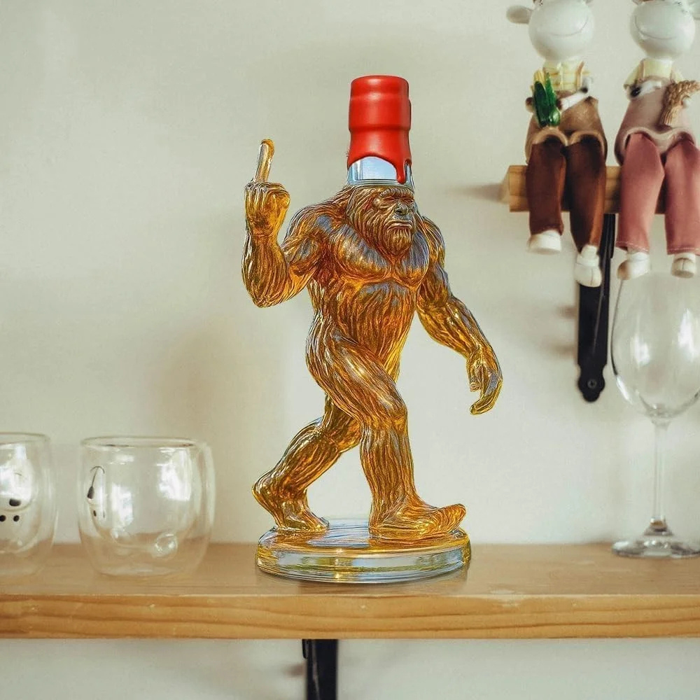 Oak & Coral | Whiskey Decanter Funny Bigfoot Glass Bottle
