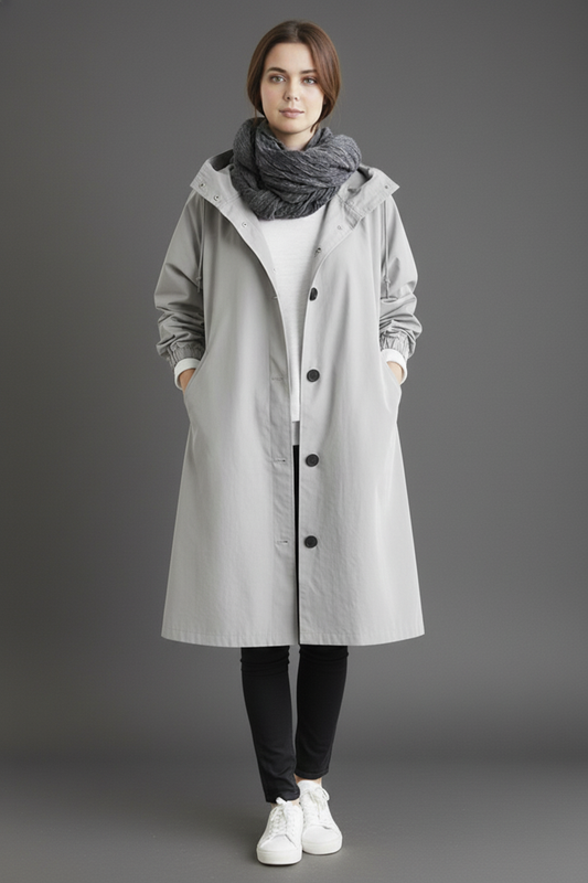 Oak & Coral | Wind and Waterproof Trench Coat for Women – With Hood for Autumn & Winter