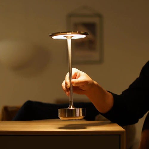 Oak & Coral | Wireless LED Table Lamp - Modern Sculptural Design