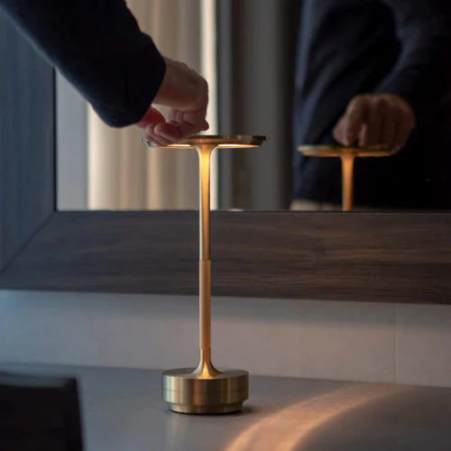 Oak & Coral | Wireless LED Table Lamp - Modern Sculptural Design