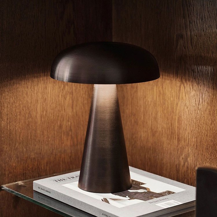 Oak & Coral | Wireless Table Lamp | Rechargeable Mushroom Design