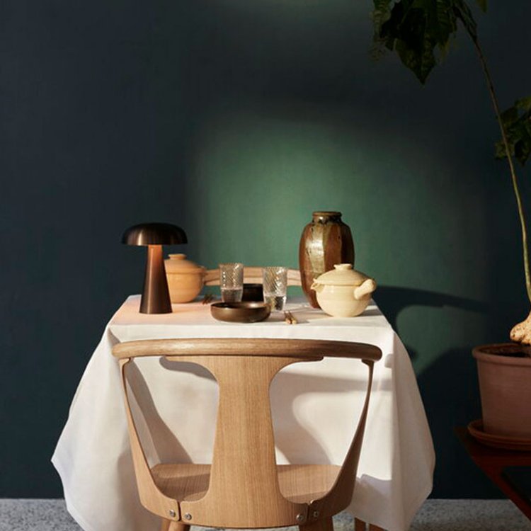 Oak & Coral | Wireless Table Lamp | Rechargeable Mushroom Design