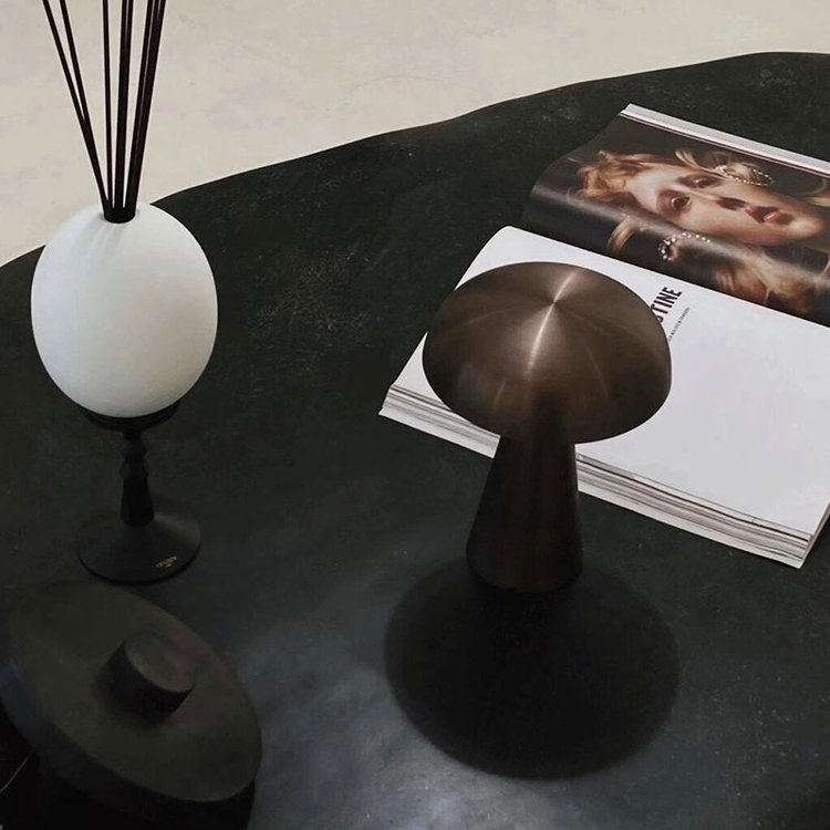 Oak & Coral | Wireless Table Lamp | Rechargeable Mushroom Design